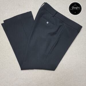 Talbots Petite Black Modern Cut Flat Front Straight Leg Dress Pants Trousers 12P